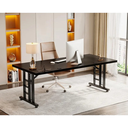 78-Inch Executive Office Desk โ Extra-Thick Modern Workstation with USB Ports