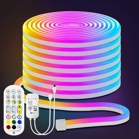 Smart LED Neon Strip Light โ 3/5M RGB Waterproof Flexible Light with WiFi APP Control & Alexa Compatibility