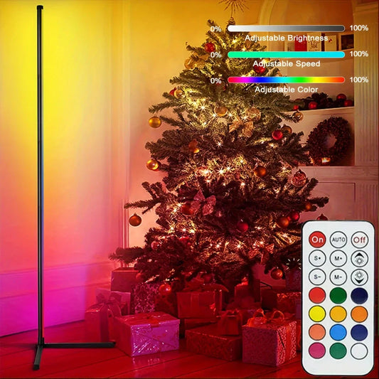 160cm Dimmable RGB LED Corner Floor Lamp โ Smart Tuya WiFi Light Bar for Bedroom, Gaming & Holiday Decor