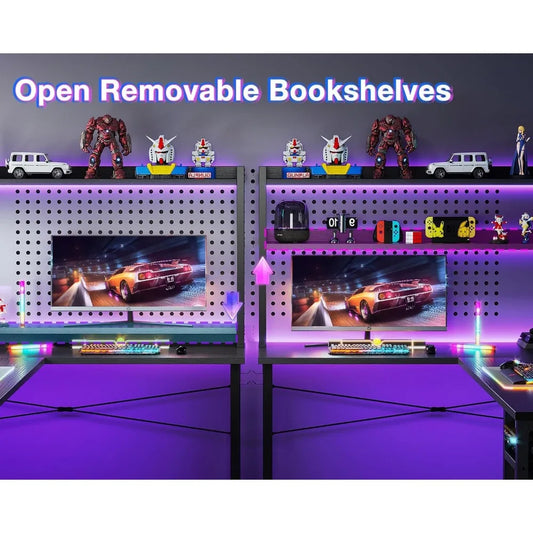 66" L-Shaped Gaming & Office Desk โ Corner Desk with Hutch & Storage Shelves for Home & Workstation Setup