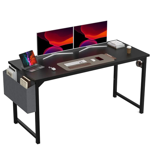 JHK Computer Desk – Modern Simple Writing, Study & Gaming Table with Side Bag & Headphone Hook