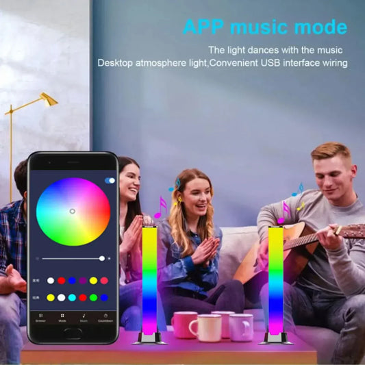 Smart LED Symphony Pickup Light – RGB Music Rhythm Ambient Lamp with APP Control for TV, PC & Gaming Decor