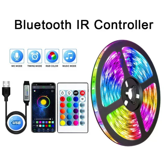 USB LED Strip Lights – 5050 RGB with APP Control & Color Changing for TV & Room Decoration